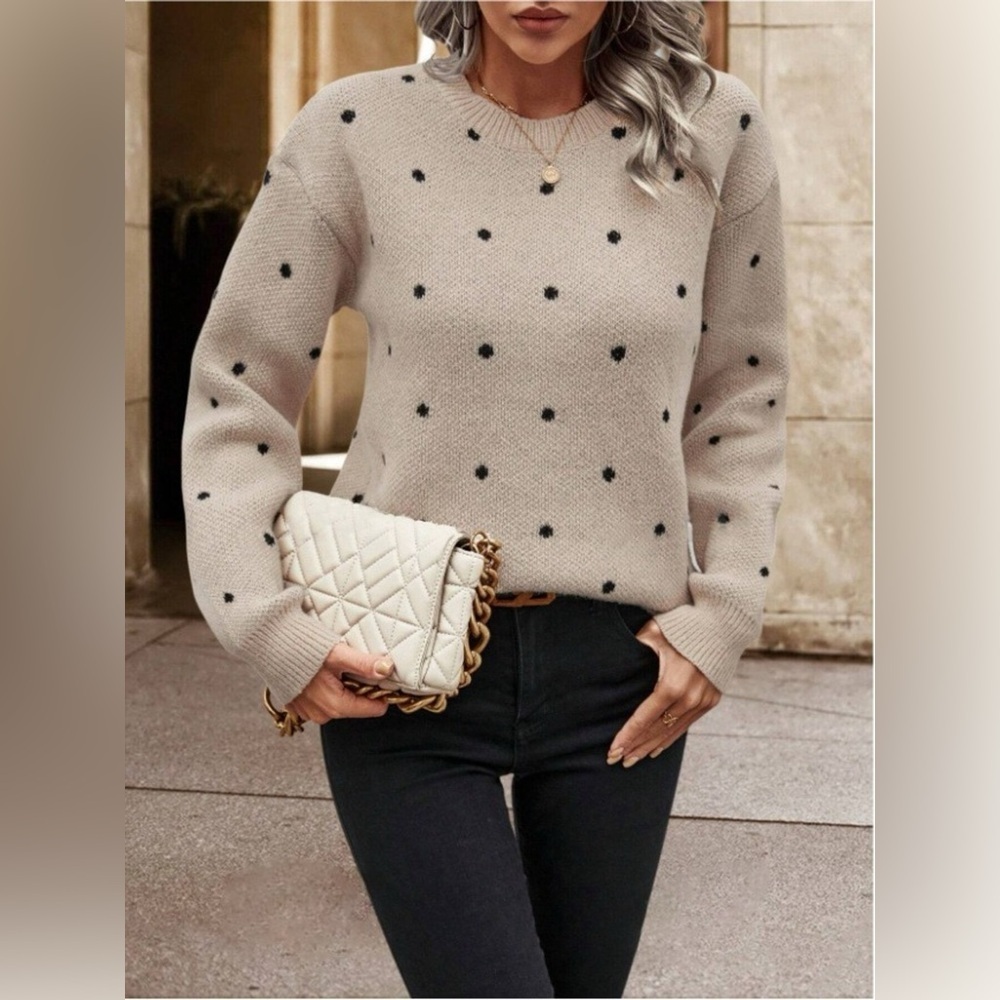 Polka Dot Round Neck Sweater